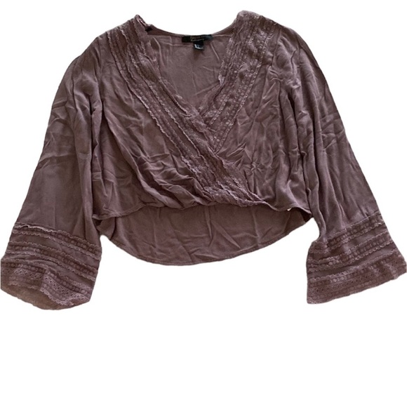F21 Size L Mauve Wrap Lace Blouse - Picture 1 of 6